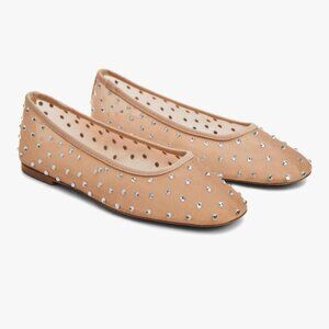 Tulle Crystal Ballet Flats Nude Size 8.5 EUC